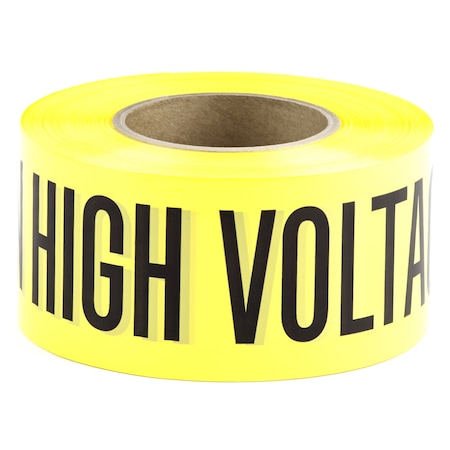 Dottie Barricade Tape, Caution High Voltage, Yellow, Polyethylene BT12